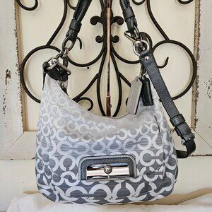 Coach Kristin Silver Opt Art Ombre Hobo Bag Grey #16793